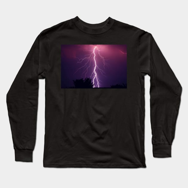 Lightning at Night Long Sleeve T-Shirt by ArtArtArt